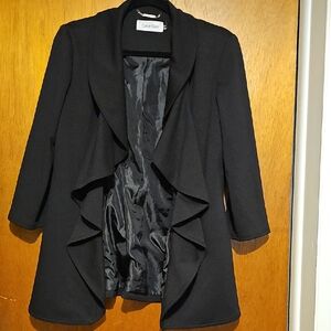 Calvin Klein Women's Black Ruffle Blazer